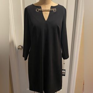 Brand New Black Tommy Hilfiger Dress with Gold Hardware, size 12